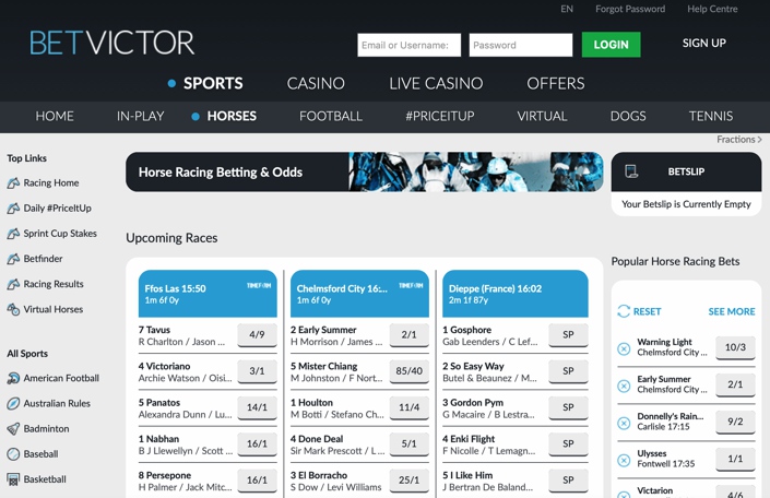 BetVictor Horse Racing Betting Screenshot